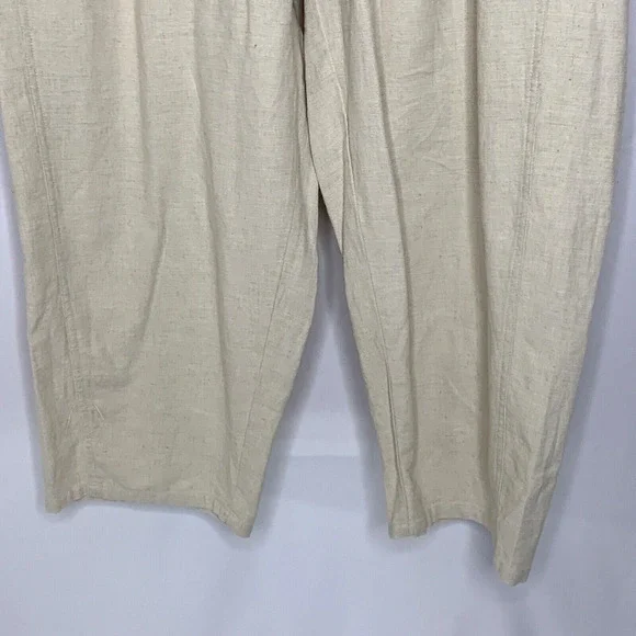 Liz Claiborne Womens Linen Blend Pants Size XL Cream Tan Natural Pockets - Picture 3 of 10
